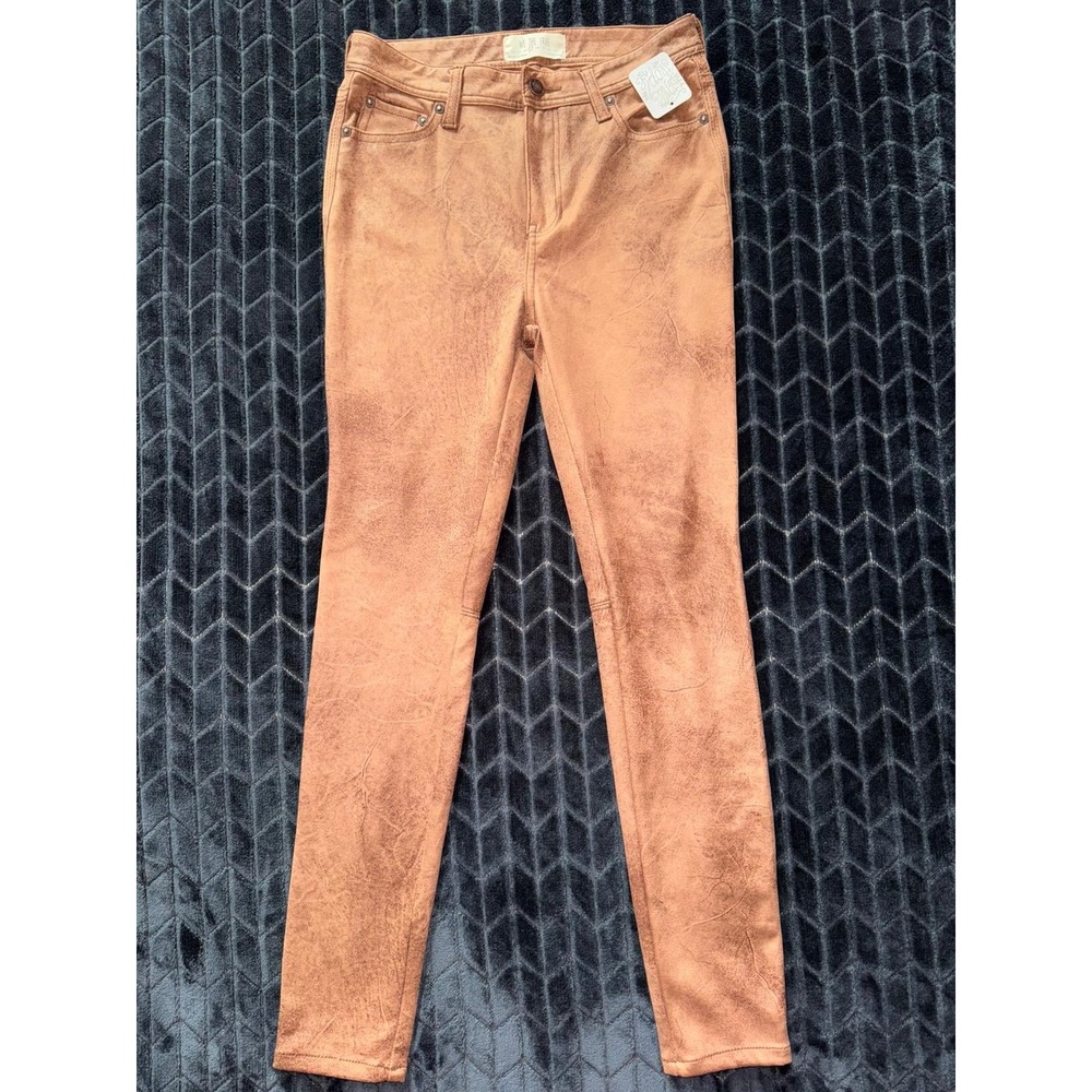 We The Free Brown Faux Suede Skinny Pants Distressed‎ Look Size 27 NWT